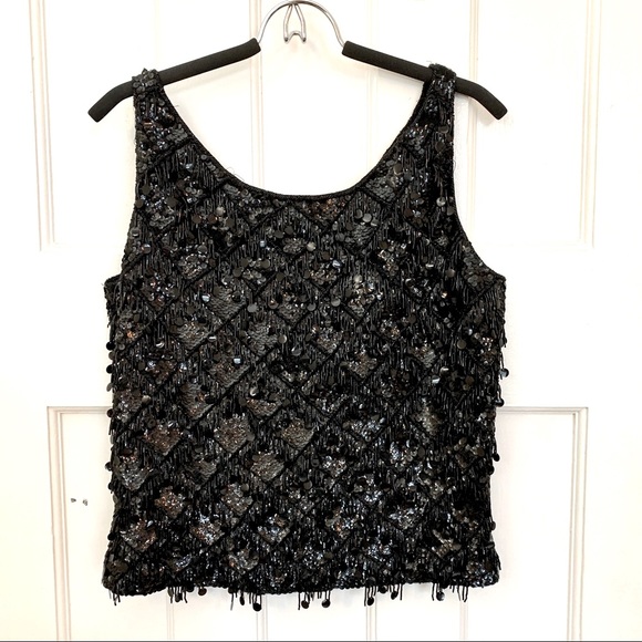 Vintage 60’s Wool Flapper Beaded Tank Top - Picture 1 of 3
